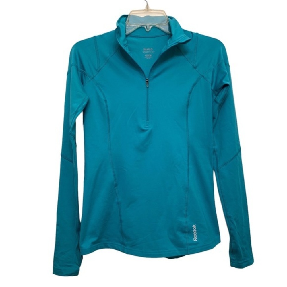 REEBOK Playdry 1/4 Zip athletic top Teal Green Medium.